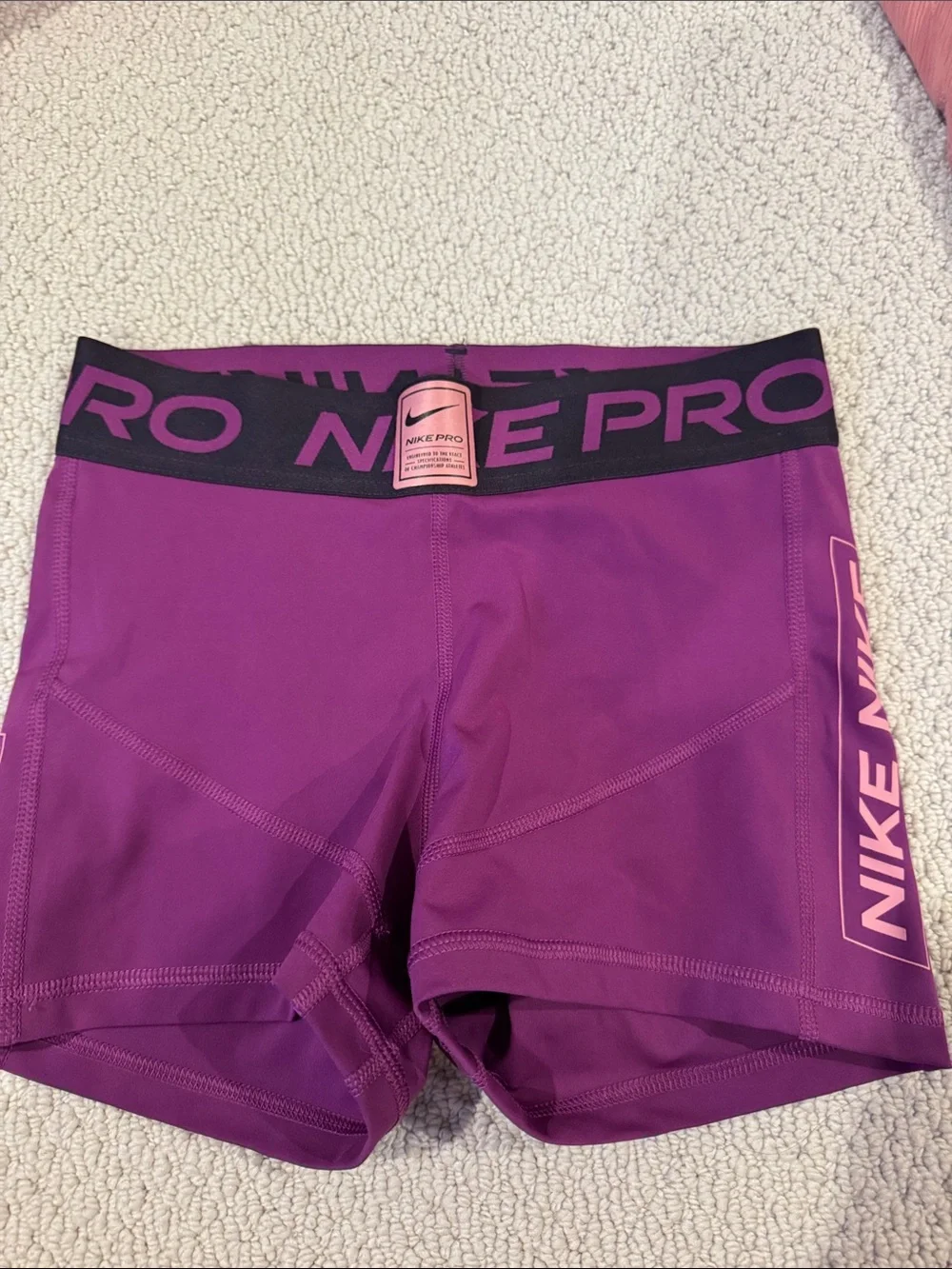 Nike Pro Fitted Purple Athletic Compression Shorts